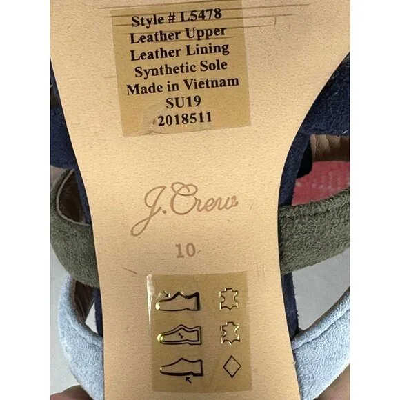 J. Crew Strappy Penny Multicolor Suede Slide Sandals Size 10 - Picture 8 of 10